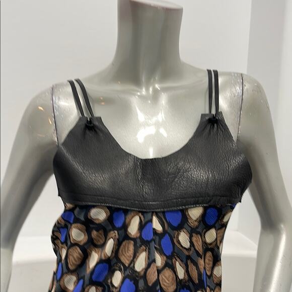 Katharine Story Handcrafted Multicolored Midi Asymmetrical Sundress Leather Trim - Picture 6 of 13